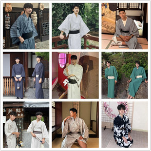 25 Japanese-Style Men's Summer Yukata Japanese-Style Loungewear Four-Season Set Photo Cosplay Traditional Bathrobe Script Murder Mystery