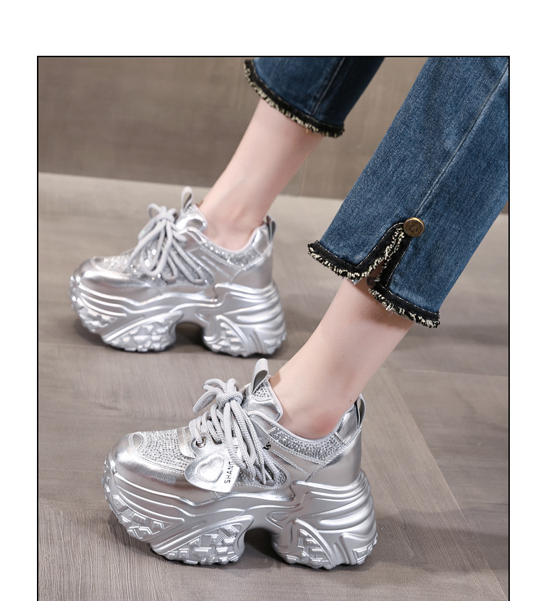 Giày sneaker nữ đế dày tăng chiều cao phong cách bánh xốp — Màu be chi tiết 14