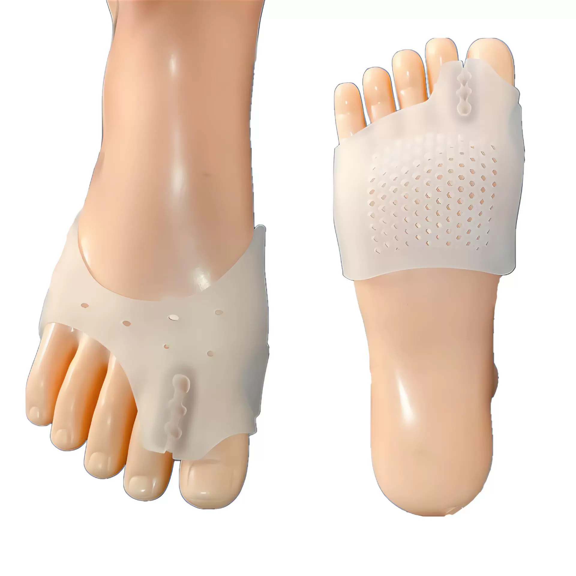 Силиконовый защитный чехол для большого пальца ноги с перекрывающимся разделителем на пять пальцев, противоизносный разделитель для пальцев ног, подушечка половинного размера для передней части стопы