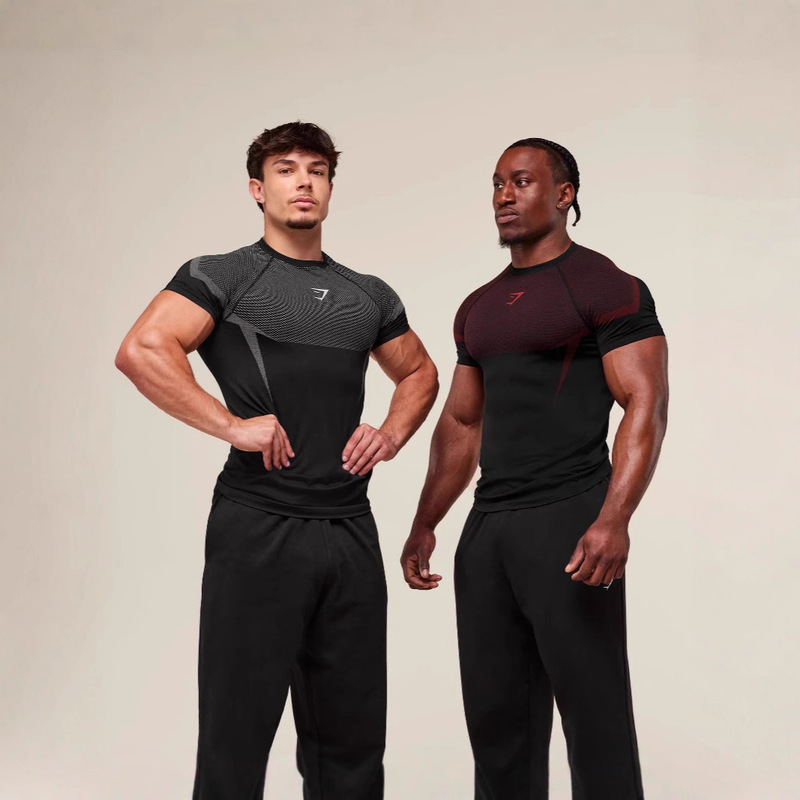 Gymshark New Running Sports Fitness Tops Casual Breathable Tight Short-Sleeved Casual Running T-Shirt Shark