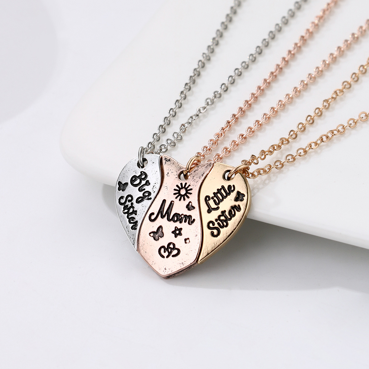 Simple Style Heart Shape Alloy Enamel Plating Mother's Day Mother&daughter Pendant Necklace display picture 6