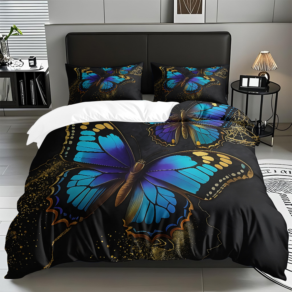 Su propia fábrica suministra directamente una variedad de colchas de impresión digital de mariposa. Comercio electrónico transfronterizo preferido para soportar el modo TEMU JIT.