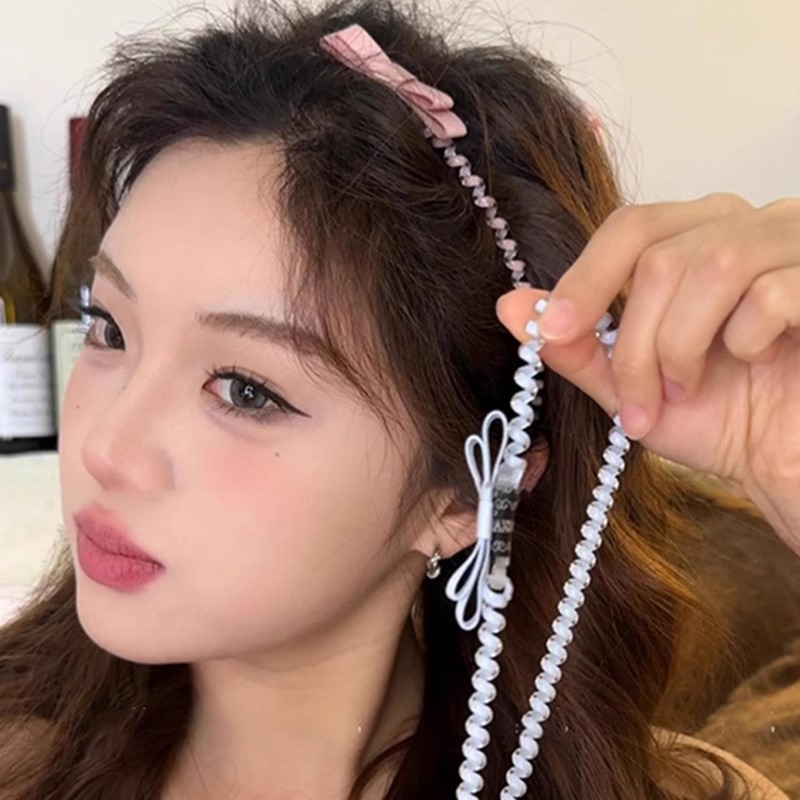 Línea telefónica larga coreana, diadema, diadema, ambiente femenino de doble uso, temperamento, cuerda para el cabello, lazo, cuerda para el cabello, accesorios para el cabello