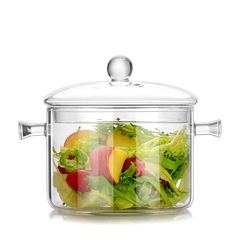 可明火電陶爐泡麵碗家用餐具微波碗耐熱帶蓋玻璃碗透明沙拉碗跨境