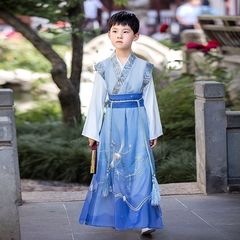 New children's Hanfu for little boys, ancient Chinese style, super fairy boy, lord Confucian scholar performance clothing, spring and summer.