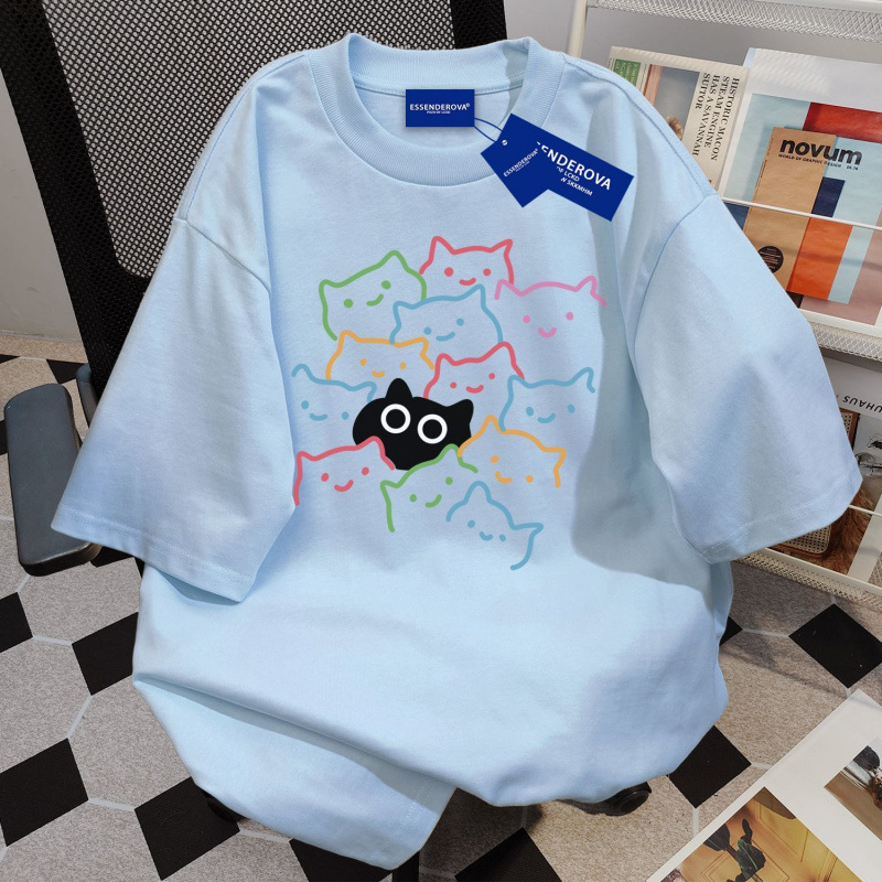 綿100% アメリカンデザイン 楽しいプリント 半袖 レディース カジュアル Tシャツ 夏 インズ トレンド ゆったり スリム トップス|undefined