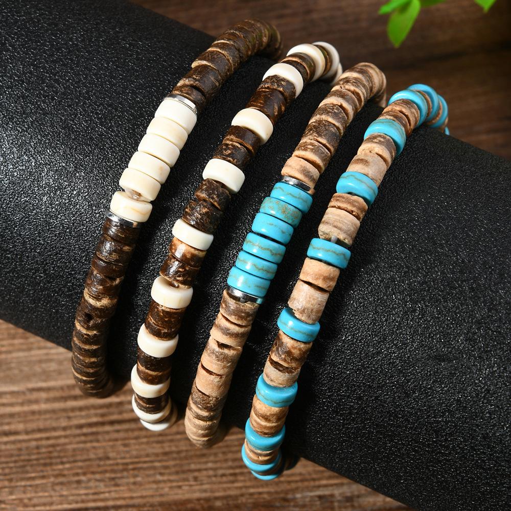 Retro Simple Style Geometric Wood Turquoise Men's Bracelets Imitation Pearl Accessories display picture 11