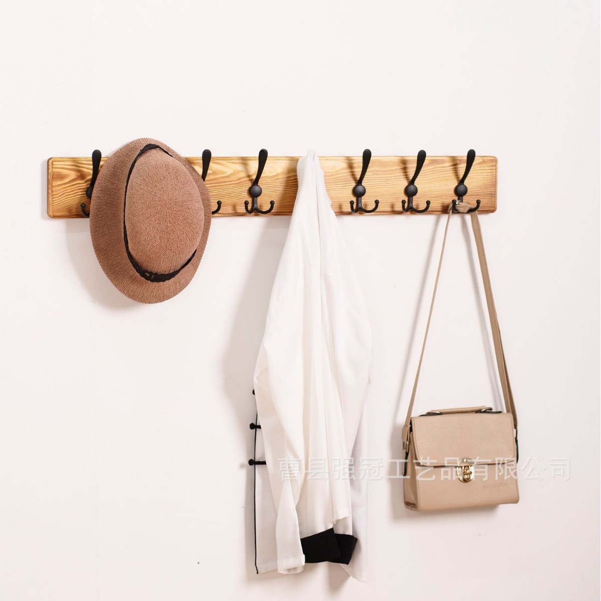 Homestay Wall Wall Hanging Wooden Hanger Home Decoration Solid Wood Storage Rack Multiple Hooks Wooden Storage Rack