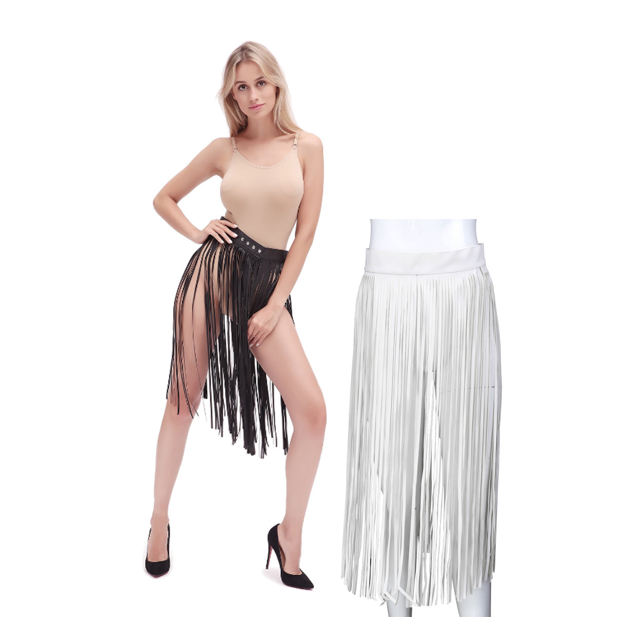Faldas de cuero PU con borlas para adultos, productos de fábrica, juguetes alternativos SM, pantalones de cuero para bondage.