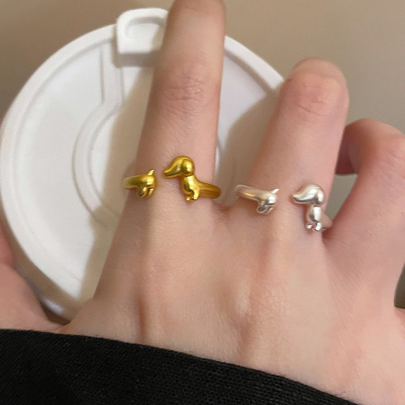 Adjustable Ring Size 1 Piece Quantity Wholesale Jewelry Cute Dog Alloy Plating Open Rings