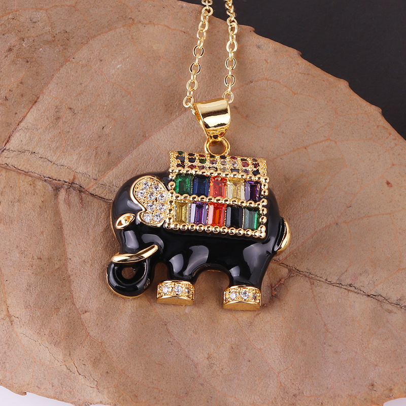 Fashion Elephant Copper Inlaid Zircon Pendant Necklace 1 Piece display picture 4