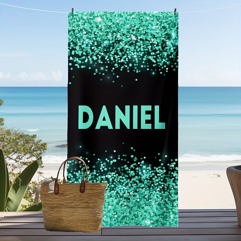 Color sequins shiny name name towel font personalized beach towel bath towel pool name towel bath towel