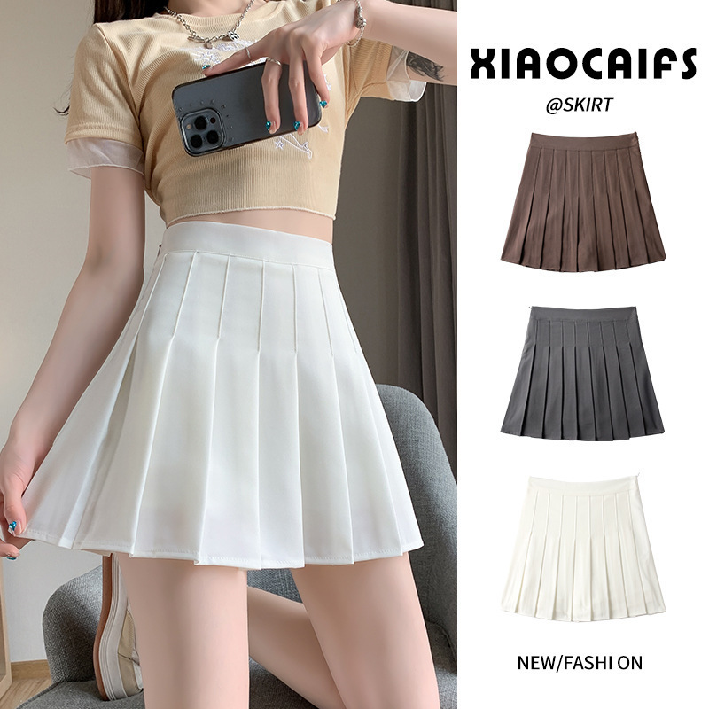 Pleated Skirt for Women, Spring and Summer New High-Waisted A-Line Slimming Skirt Made of Suit Fabric, Versatile Short Skirt Pants for Petite Figures