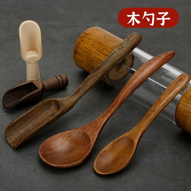 Ложка из массива дерева Чистка Щетка ложка Маленькая деревянная ложка Древесная ложка Приправа Приправа Принадлежности для домашнего перца