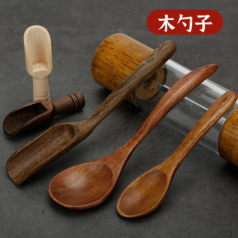 Solid wood spoon cleaning brush spoon small wooden spoon wood seasoning spoon spoon household pepper grinder accessories Solid wood spoon cleaning brush spoon small wooden spoon wood seasoning spoon spoon household pepper grinder accessories