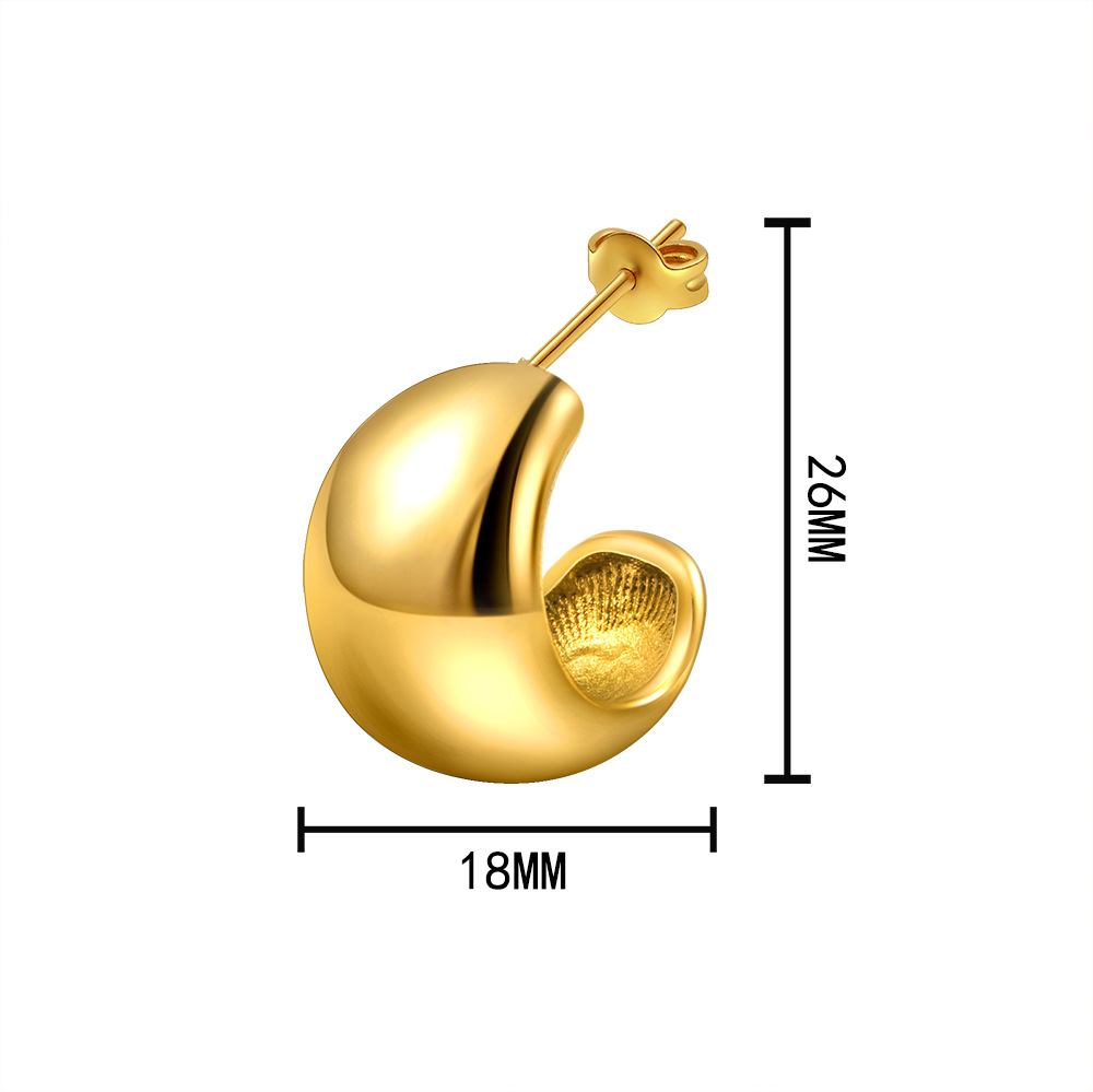 INS transfronterizo europeo y americano brillante semicírculo aretes de acero inoxidable de alto grado de lujo ligero de las mujeres pendientes de acero de titanio pendientes al por mayor