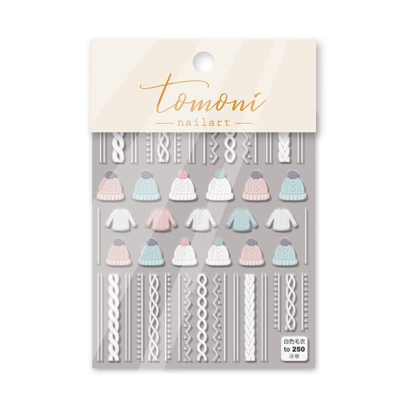 Otoño e Invierno popular realzado suéter 2022 nuevo uñas pegatinas patrón decorativo Navidad Snowflake copo de dibujos animados lindo