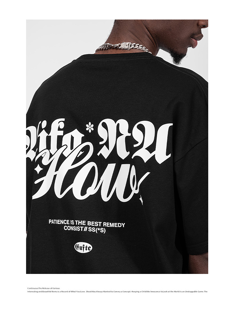 Camiseta masculina de marca de moda americana, manga curta, solta, tamanho grande, 220g, camisa de casal de hip hop de rua_voghion.com