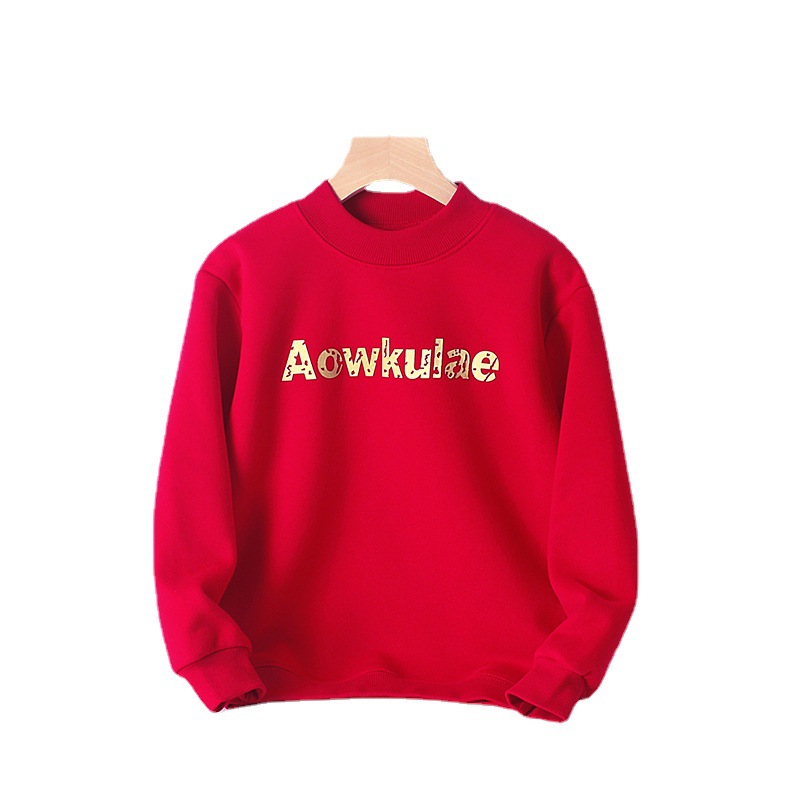 Autumn and Winter Korean Style New Children's Clothing Boys' Fleece Sweatshirts, Medium and Large Children's Thickeneded Warm Turtleneck Children's Sweatshirts Wholesale