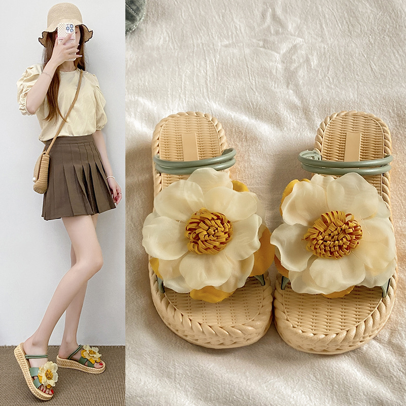 Sunflower 4cm Thick-Soled Sandals for Women, Summer Outdoor Wear, Dual-Use, Non-Slip, Soft Sole, Water-Resistant, Vacation Style Women's Shoes
