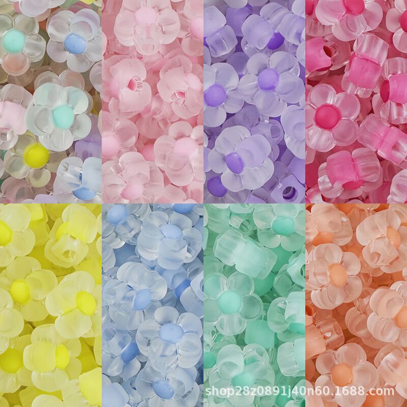 12mm Acrylic Five-Petal Flower Matte Frosted Beads in Beads Flower Bulk Beaded Bracelet DIY Jewelry Accessories