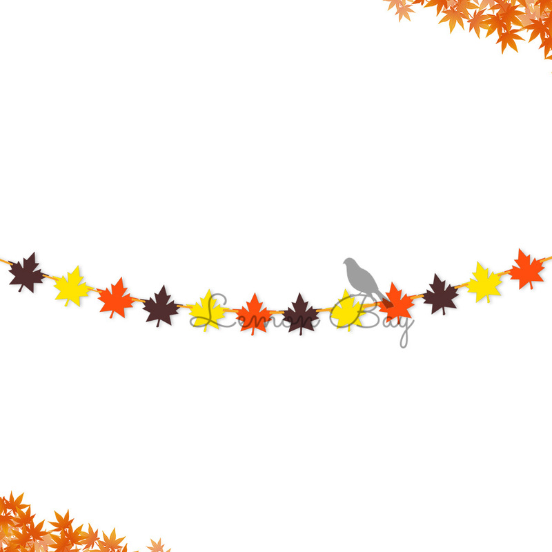 European and American autumn holiday party decoration Thanksgiving pull flag Maple Leaf pull flower Thanksgiving non-woven Maple Leaf colorful flag