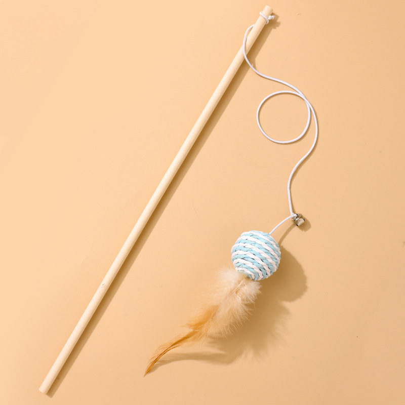 Juego de Varitas de Plumas para Gatos de Cuerda de Cáñamo Con Plumas y Cascabel para Gatos