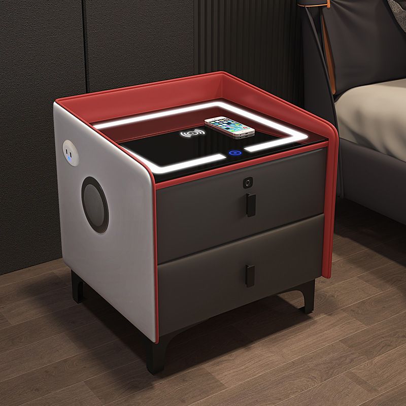 2025 Light Luxury Smart Bedside Table Modern Casual Wireless Charging Three-Color Lamp Fingerprint Lock Multi-Function Locker