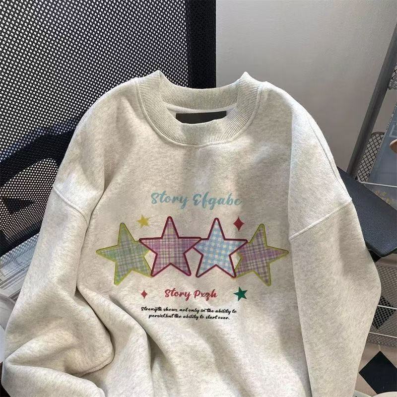 Sweet Girl American Style Velvet Printed Pullover Sweatshirt for Women 2025 Autumn and Winter New Loose Lazy Niche Hooded Top Sweet Girl American Style Velvet Printed Pullover Sweatshirt for Women 2025 Autumn and Winter New Loose Lazy Niche Hooded Top