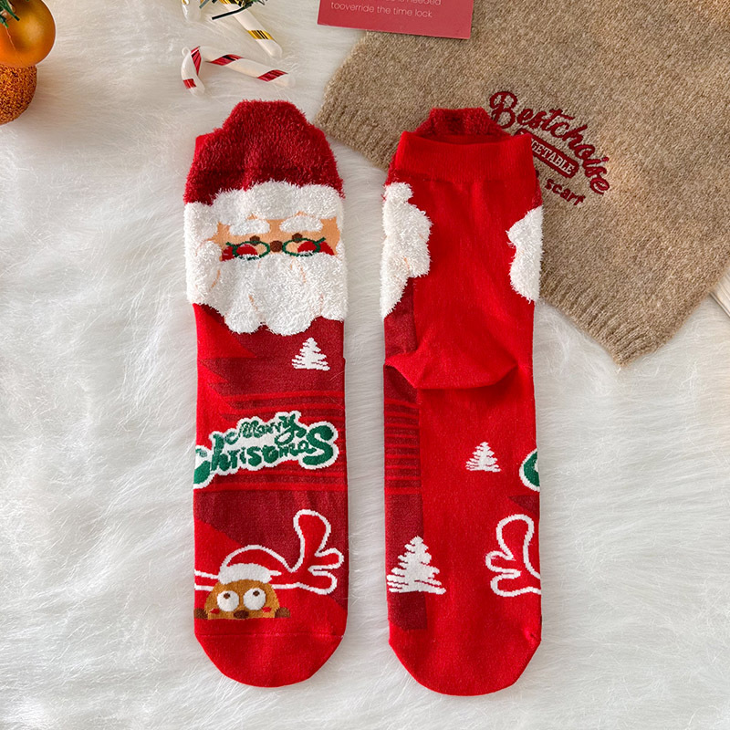 Calcetines navideños calcetines de tubo medio cajas de regalo calcetines niños dibujos animados calcetines de algodón de invierno calcetines de regalo parejas calcetines rojos y encantadores de año nuevo image 15