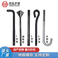 Q235地脚螺栓镀锌高强度7字9字钢结构地脚螺丝锚固预埋地笼