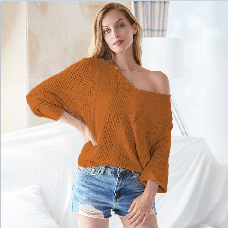 Suéter europeo y americano de las mujeres de otoño e invierno nueva ropa de mujer de color sólido hueco corto Delgado suéter de fondo entrega de una pieza image 9