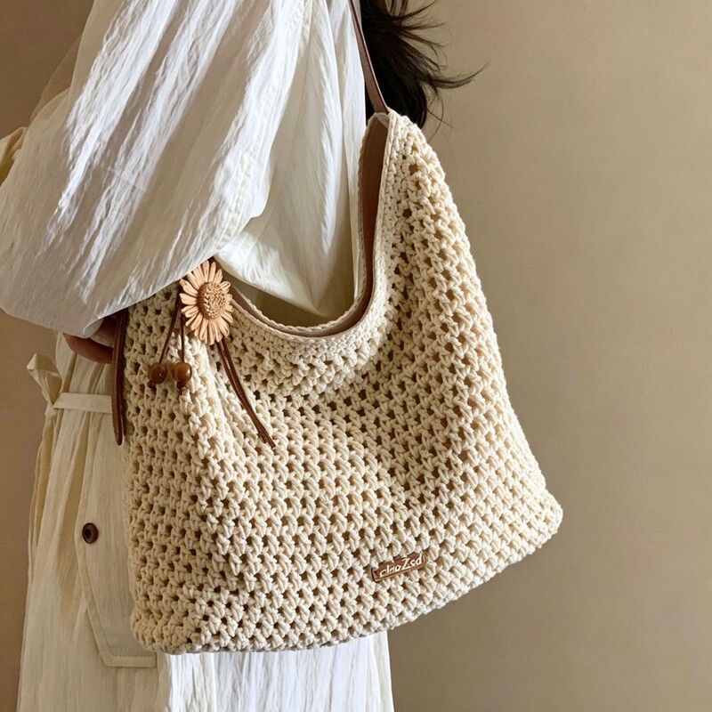 2026 New Style French Woven Bag Summer Seaside Vacation Travel Beach Tote Bag Women's Handbag Shoulder Bag