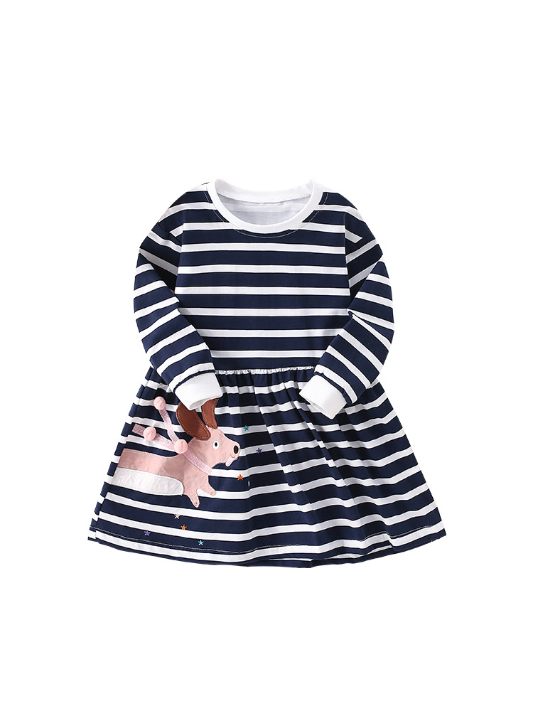 Falda de princesa a rayas para niñas malwee otoño e invierno nuevo estilo europeo y americano, niña pequeña y mediana, falda de cuello redondo para niños image 6