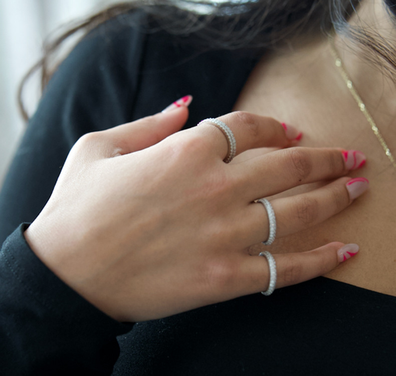 Geometric Pattern 925 Sterling Silver Geometric 18K Gold Plated Rings