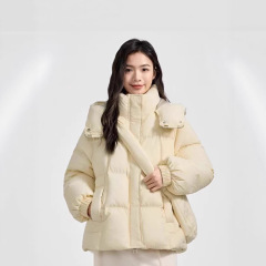 高级感纯色立领棉服女小个子中长款时尚2025冬季新款面包服外套女