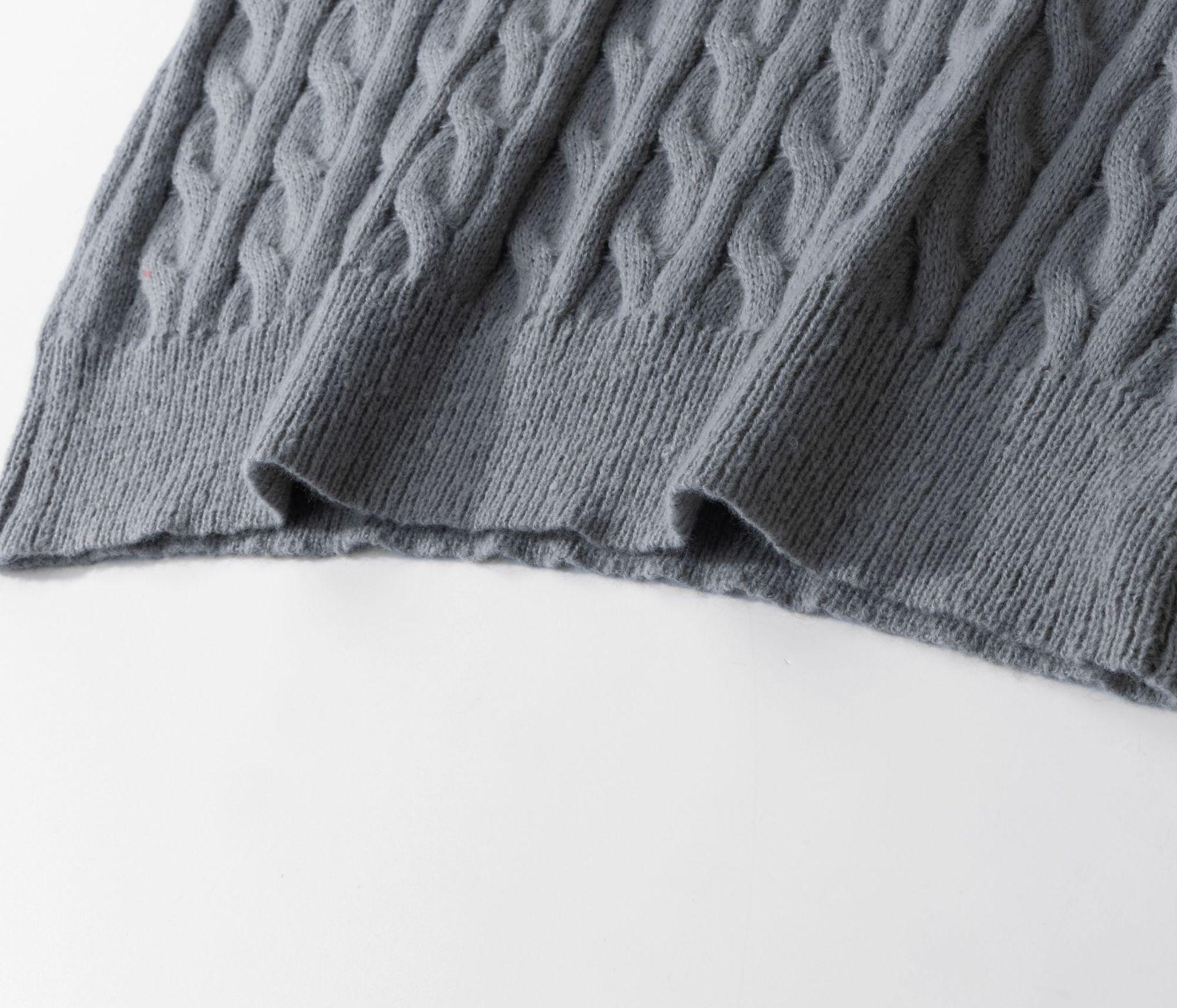 Pull en maille à col V oversize - Pull en grosse maille torsadée pour hommes et femmes - Haut décontracté automne-hiver (Noir/Gris)_voghion.com