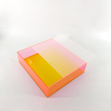 荧光橙色亚克力展示盒子抽拉式产品防尘展示盒带盖可印包装盒工厂
