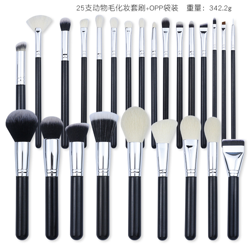 25 pinceles de maquillaje de alta calidad, pinceles de maquillaje de cabello de animal, maquillaje profesional para un conjunto completo de pinceles de maquillaje