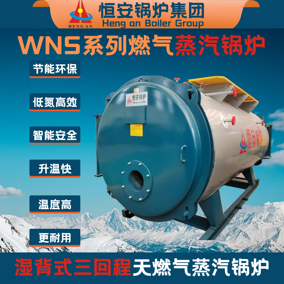 2吨不锈钢包装天然气蒸汽锅炉用于山西洗涤行业，卧式3吨燃气锅炉