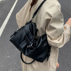软皮复古机车包女2025新款秋冬辣妹高级感单肩大容量托特包斜挎包
