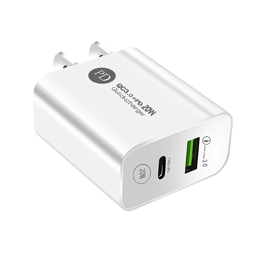 Портативное зарядное устройство PD12W, USB + Type-C, 5V 2.4A (PD/20W), европейская и американская вилки, черное/белое