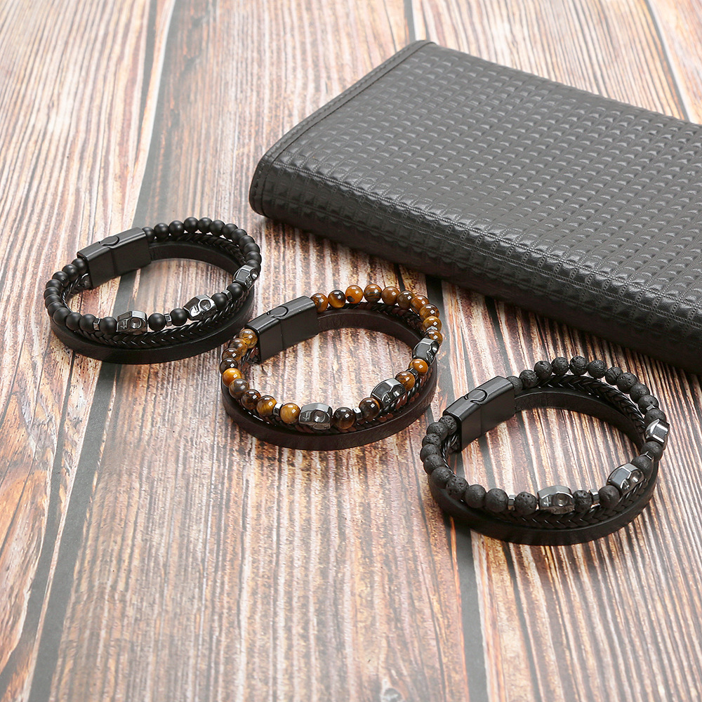 2 Stück natürliches Edelstahl-Tigerauge-Stein-Herren-Skelett-Armband_voghion.com