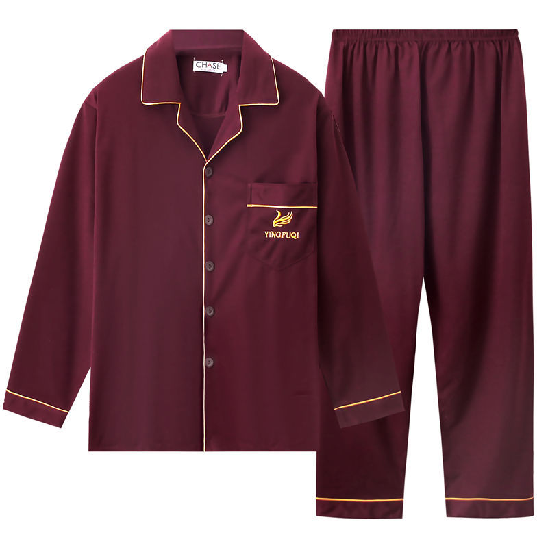 Pijamas de primavera y otoño de algodón de manga larga para hombres pijamas de otoño e invierno para hombres jóvenes de mediana edad delgada día de verano traje de uso doméstico