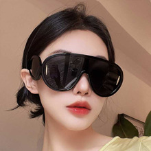 新款欧美连体片大框男士太阳镜未来风异形一体防紫外线防晒墨镜女