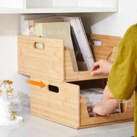 可折叠木质收纳箱多用途堆叠开放式收纳箱厨房蔬菜办公物品收纳箱
