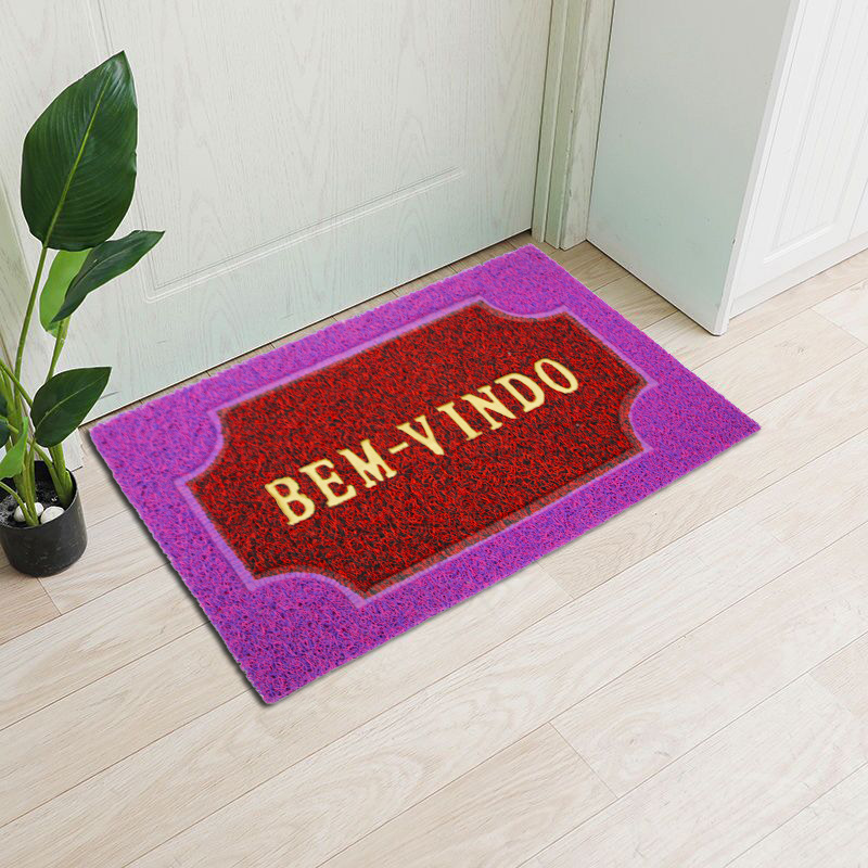 Dos colores rompecabezas puerta de entrada de la puerta del anillo de alambre alfombra de piso casa antideslizante entrada puerta de entrada mat
