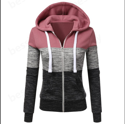 Damen Hoodie Casual Mit Dreifarbiger Naht Und Pullover Design_voghion.com