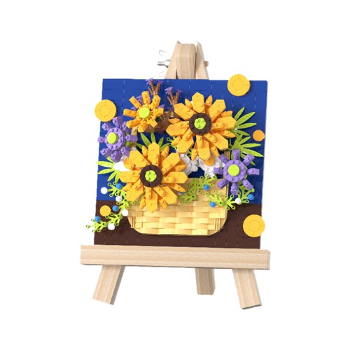 Compatible with Lego Life Building Flower Stand Trendy Music Creative 7208-7212 Rose Sunflower Assembly Toy Shelf Accent