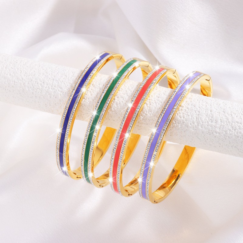 Pulsera de acero titanio, pulsera de acero inoxidable con diseño de estrellas y efecto de goteo de aceite para mujer, sensación de alta gama, moda europea y americana, pulsera que no se decolora. image 6